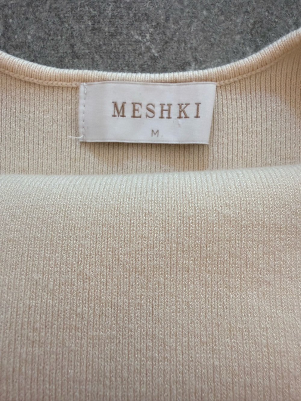 MESHKI Amara Scoop Neck Low Back Knit Maxi Dress Cream Size Medium NWOT - Picture 8 of 13